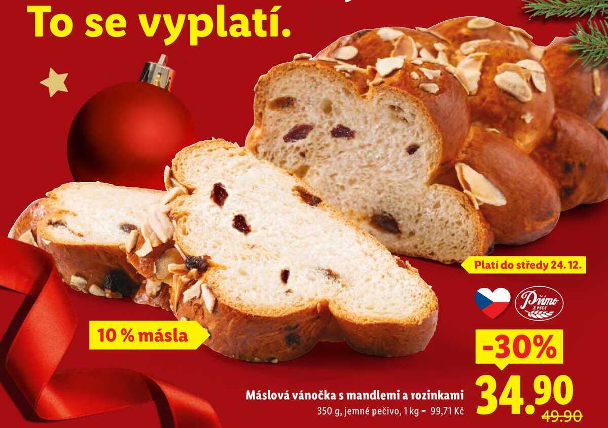 Máslová vánočka s mandlemi a rozinkami, 350 g