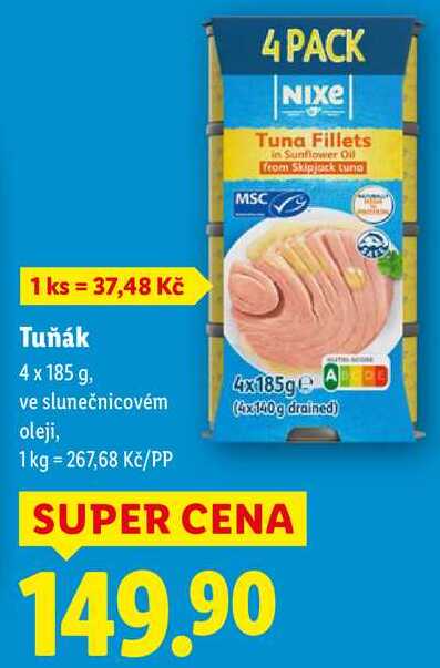 Tuňák, 4x 185 g