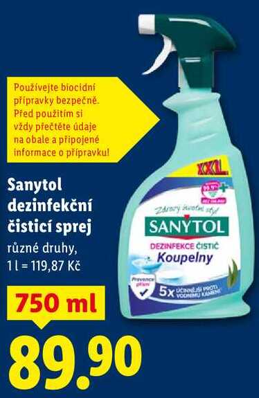 Sanytol dezinfekční čisticí sprej, 750 ml