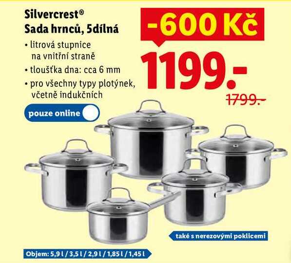 Silvercrest Sada hrnců, 5dílná
