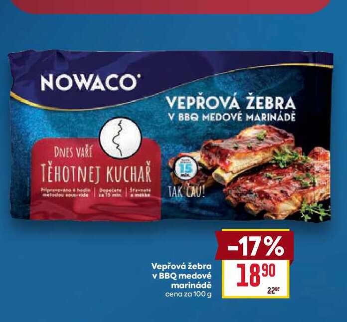 Vepřová žebra v BBQ medové marinádě cena za 100 g