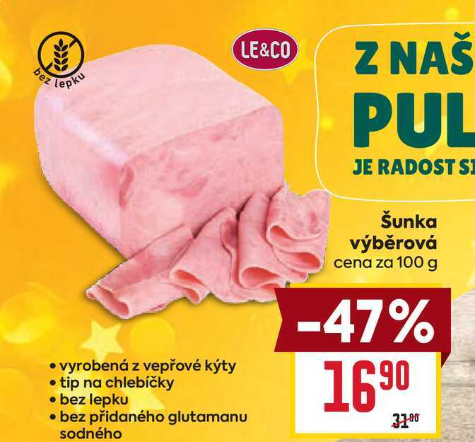 Šunka výběrová cena za 100 g