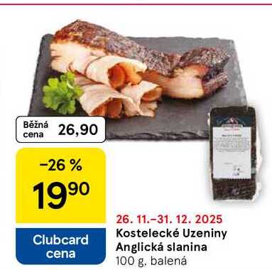Kostelecké uzeniny Anglická slanina, 100 g, balená