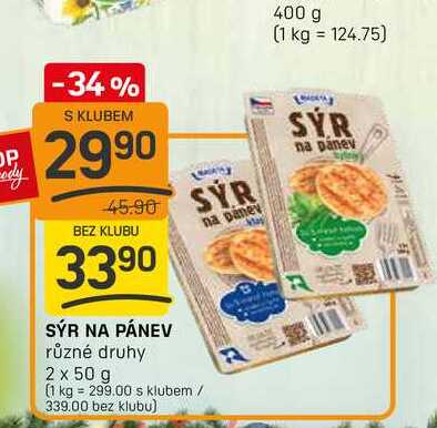 SÝR NA PÁNEV různé druhy 2 x 50 g