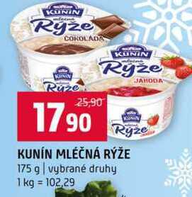 KUNÍN MLÉČNÁ RÝŽE 175 g vybrané druhy 