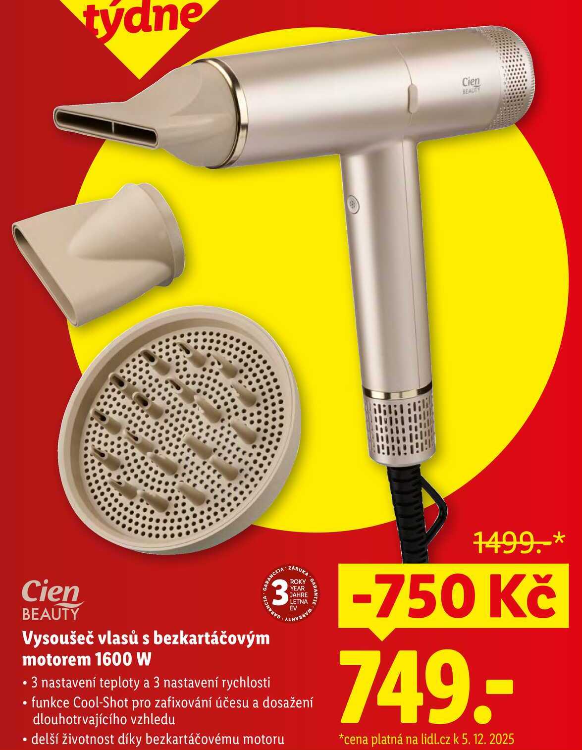 Vysoušeč vlasů s bezkartáčovým motorem 1600 W