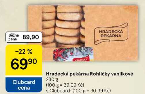 Hradecká pekárna Rohlíčky vanilkové, 230 g