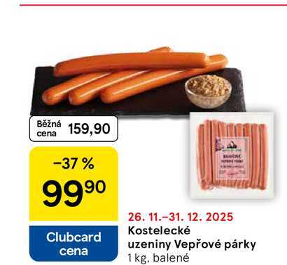 Kostelecké uzeniny Vepřové párky, 1 kg 