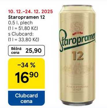 Staropramen 12, 0.5 l, plech 