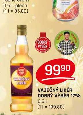 VAJEČNÝ LIKÉR DOBRÝ VÝBĚR 17% 0,5l