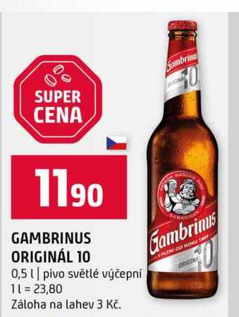 GAMBRINUS ORIGINÁL 10 0,5l pivo světlé výčepní