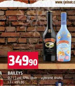 BAILEYS 0,7l vol. 17%, liker vybrané druhy 