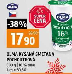 OLMA KYSANÁ SMETANA POCHOUTKOVÁ 200 g 16% tuku