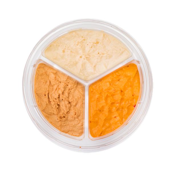Table foods Hummus trio (klasik, červená paprika & sušená rajčata)