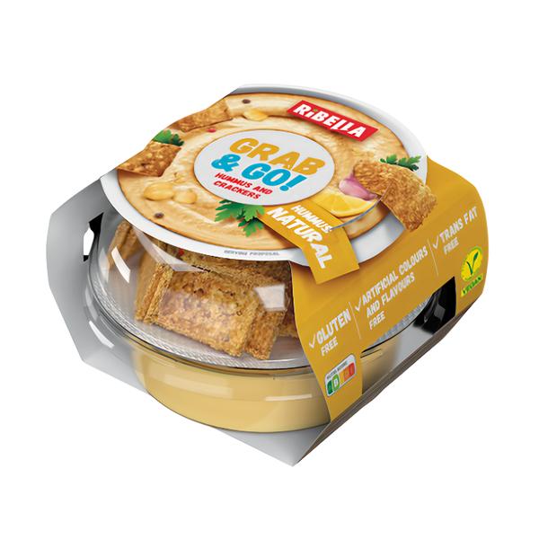 Ribella Grab&Go Natural hummus s krekry, vegan