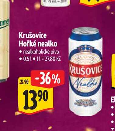   Krušovice Hořké nealko 0,5 l v akci