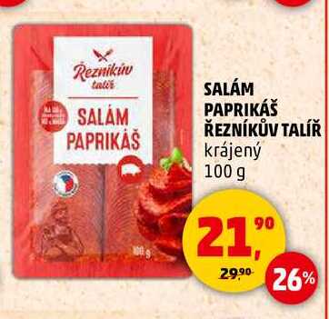 SALÁM PAPRIKÁŠ ŘEZNÍKŮV TALÍŘ, 100 g