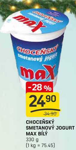 Choceňská Mlékárna Choceňský smetanový jogurt max bílý 330g