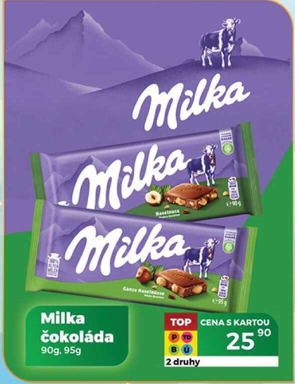 Milka čokoláda 90g, 95g 