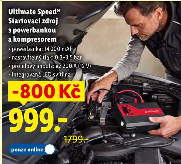 Ultimate Speed Startovací zdroj s powerbankou a kompresorem