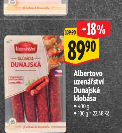   Albertovo uzenářství Dunajská klobása  400 g 