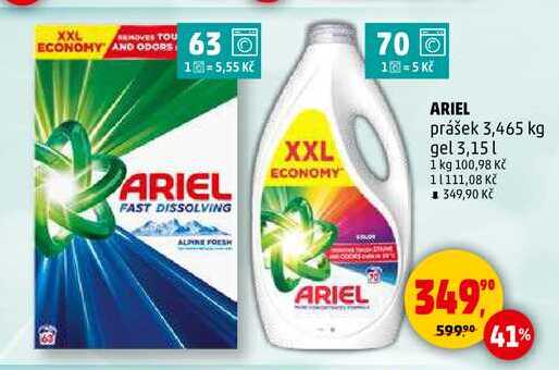ARIEL prášek, 3,465 kg 