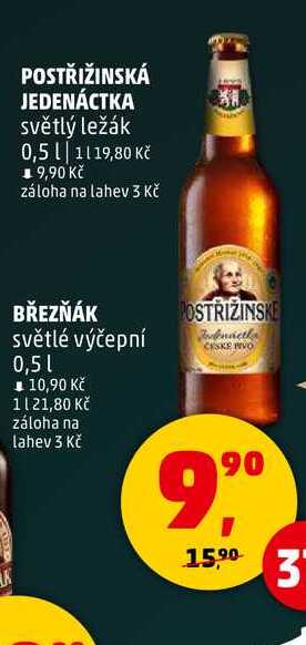 POSTŘIŽINSKÁ JEDENÁCTKA světlý ležák, 0,5 l v akci