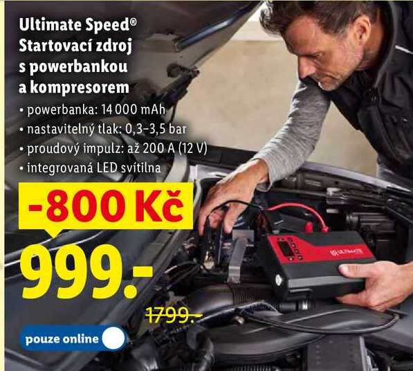Ultimate Speed Startovací zdroj s powerbankou a kompresorem 