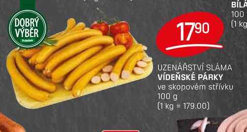 VÍDEŇSKÉ PÁRKY ve skopovém střívku 100 g 