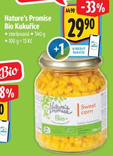 Nature's Promise Bio Kukuřice sterilovaná, 340 g 