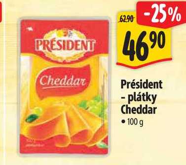 Président - plátky Cheddar, 100 g 