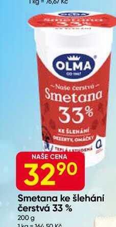 OLMA Smetana ke šlehání čerstvá 33% 200 g 