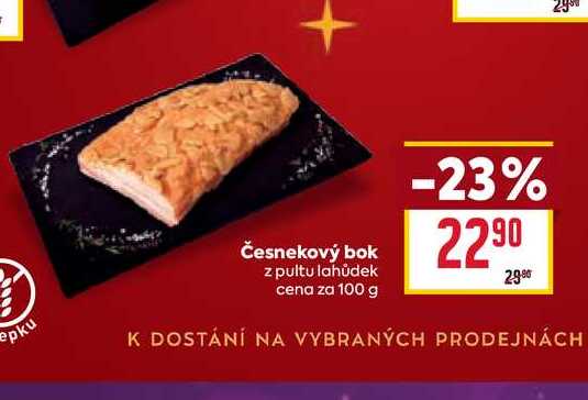 Česnekový bok z pultu lahůdek cena za 100g