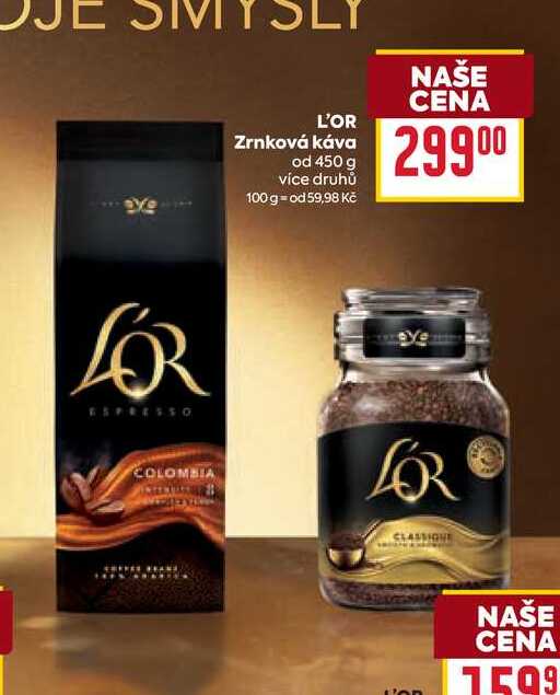 L'OR Zrnková káva od 450 g 