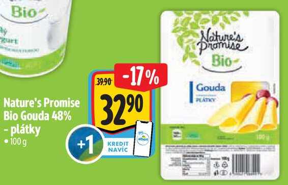 Nature's Promise Bio Gouda 48% - plátky, 100 g