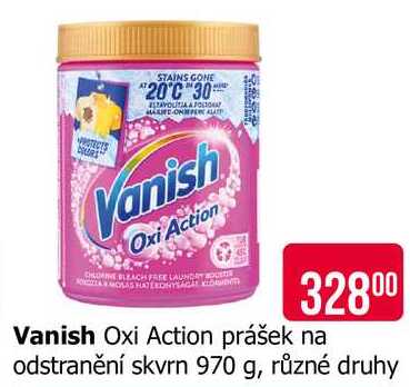 Vanish Oxi Action prášek na odstranění skvrn 970 g, různé druhy 
