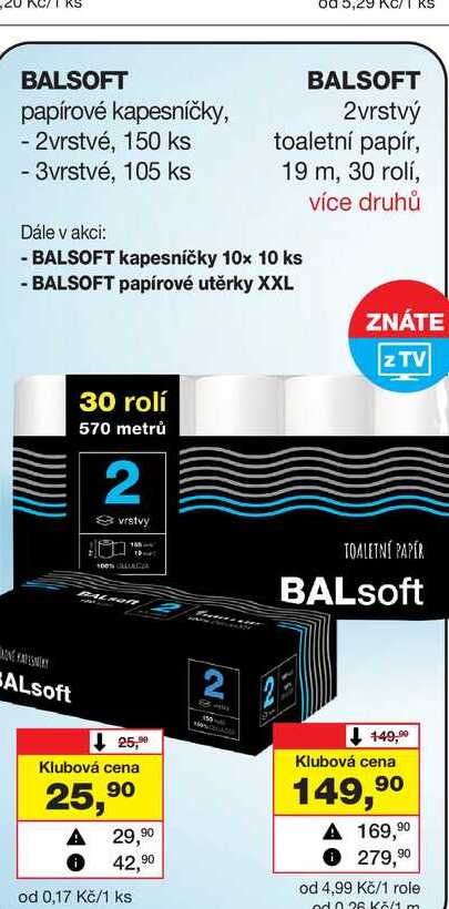 BALSOFT 2vrstvý toaletní papír 30 rolí