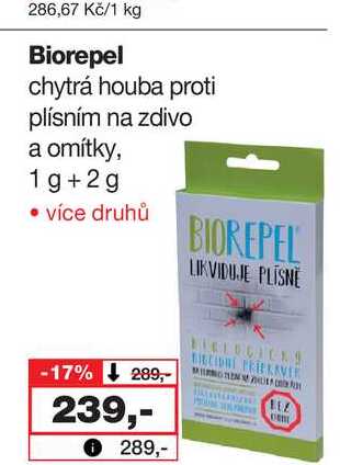 Biorepel chytrá houba proti plísním na zdivo a omítky, 1g+2g