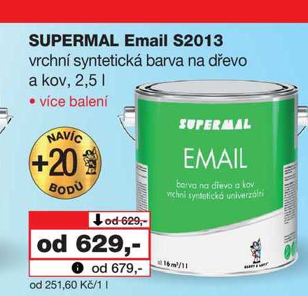 SUPERMAL Email S2013 vrchní syntetická barva na dřevo a kov, 2,5l