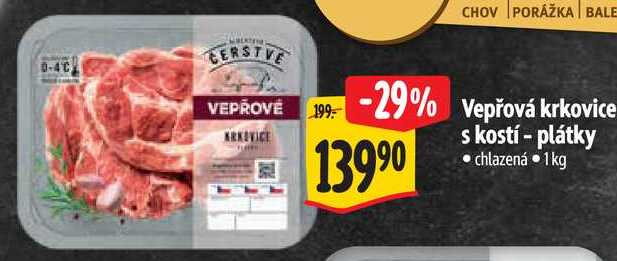 Vepřová krkovice s kostí - plátky, 1 kg