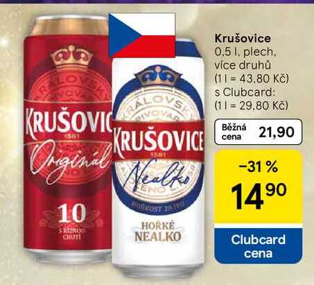 Krušovice, 0.5 l, plech. více druhů