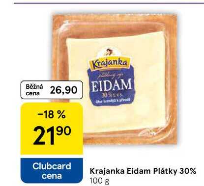 Krajanka Eidam Plátky 30%, 100 g 