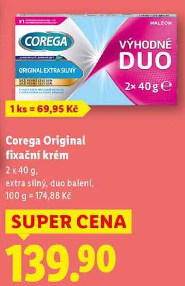 Corega Original fixační krém, 2x 40 g