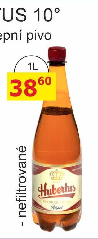 Pivovar Kácov Hubertus Světlé výčepní pivo nefiltrované 1L