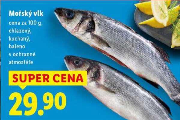 Mořský vlk, cena za 100 g