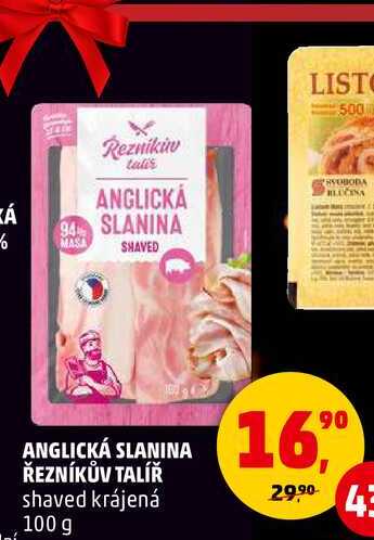 ANGLICKÁ SLANINA ŘEZNÍKŮV TALÍŘ, 100 g