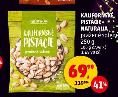KALIFORNSKÉ PISTÁCIE. NATURALIA pražené solené, 250 g 