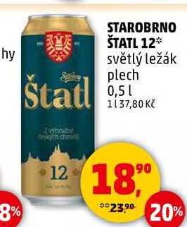 STAROBRNO ŠTATL 12 světlý ležák plech, 0,5 l