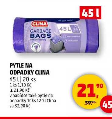 PYTLE NA ODPADKY CLINA 45 l, 20 ks