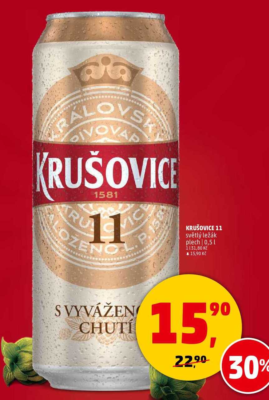 KRUŠOVICE 11 světlý ležák plech, 0,5 l